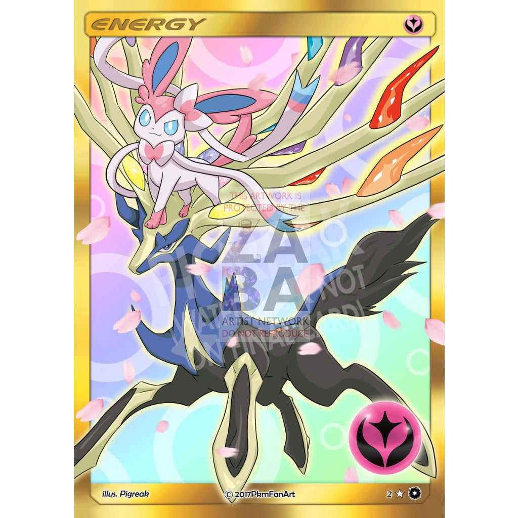 Sylveon & Xerneas Fairy Energy PIGREAK Custom Pokemon Card - ZabaTV