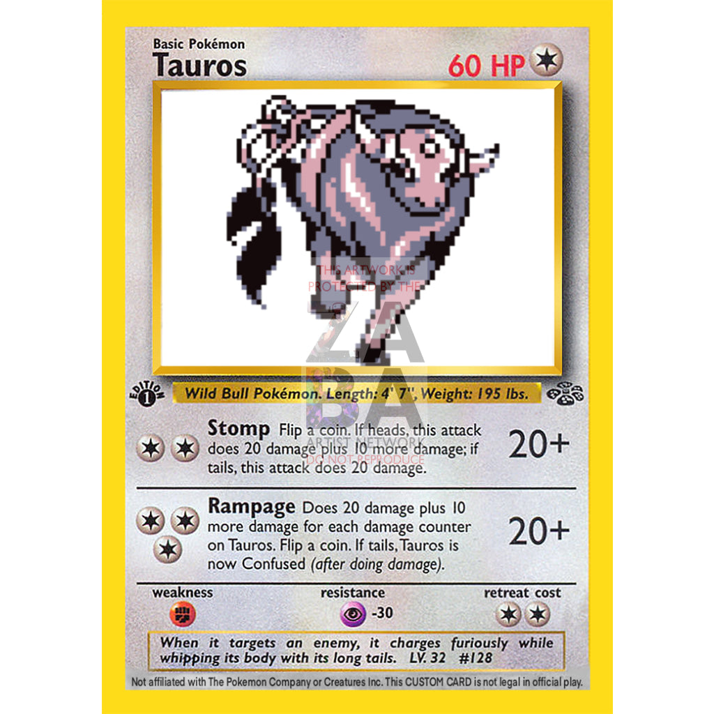 Tauros Game Sprite Custom Pokemon Card - ZabaTV