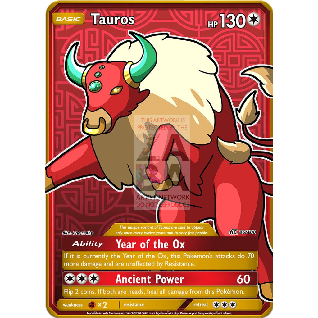 Tauros (Year of the Ox) Custom Pokemon Card - ZabaTV