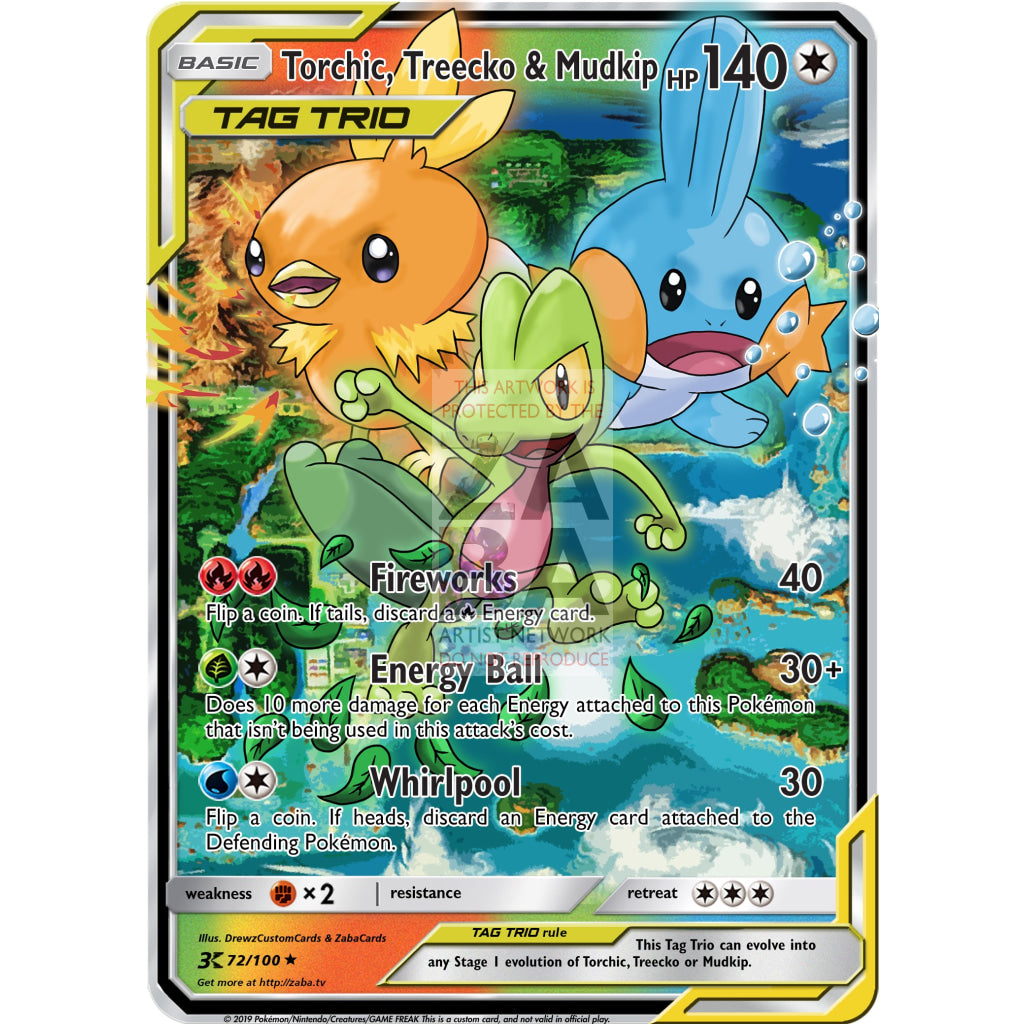 Torchic Treecko & Mudkip Tag Trio Custom Pokemon Card