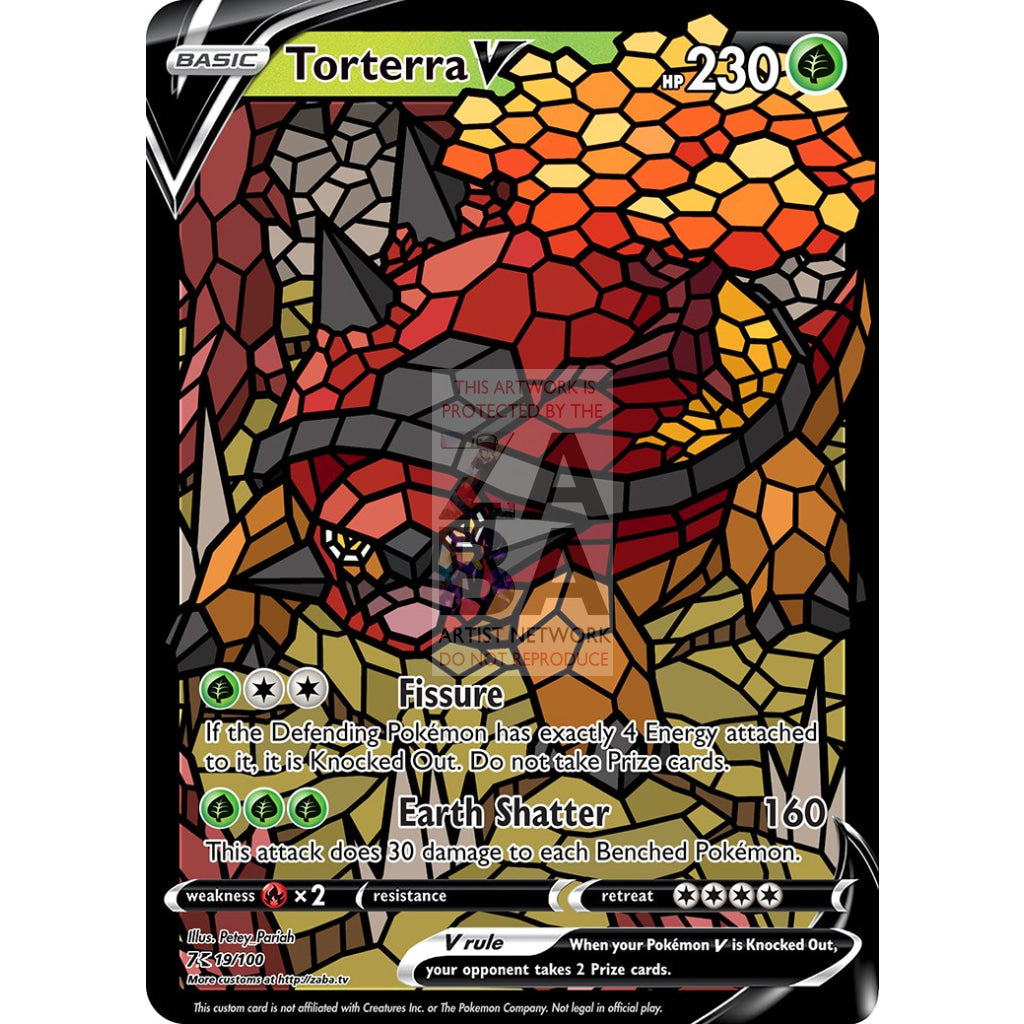 Torterra V Stained-Glass Custom Pokemon Card - ZabaTV