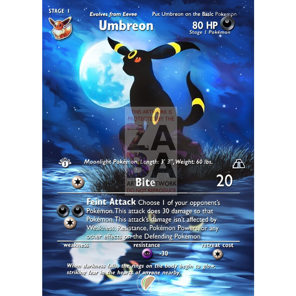 Umbreon 13/75 Neo Discovery Extended Art Custom Pokemon Card - ZabaTV