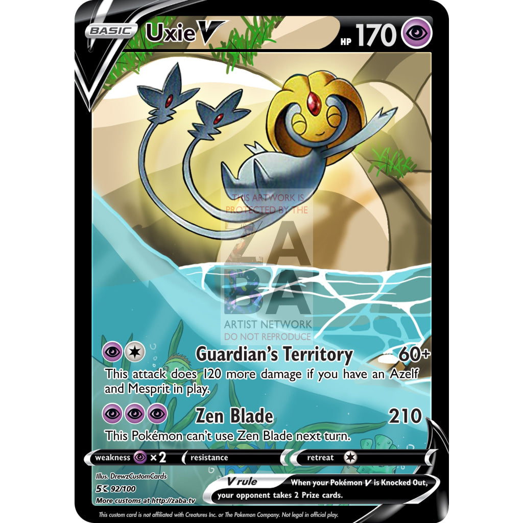 Uxie V Custom Pokemon Card Silver Foil