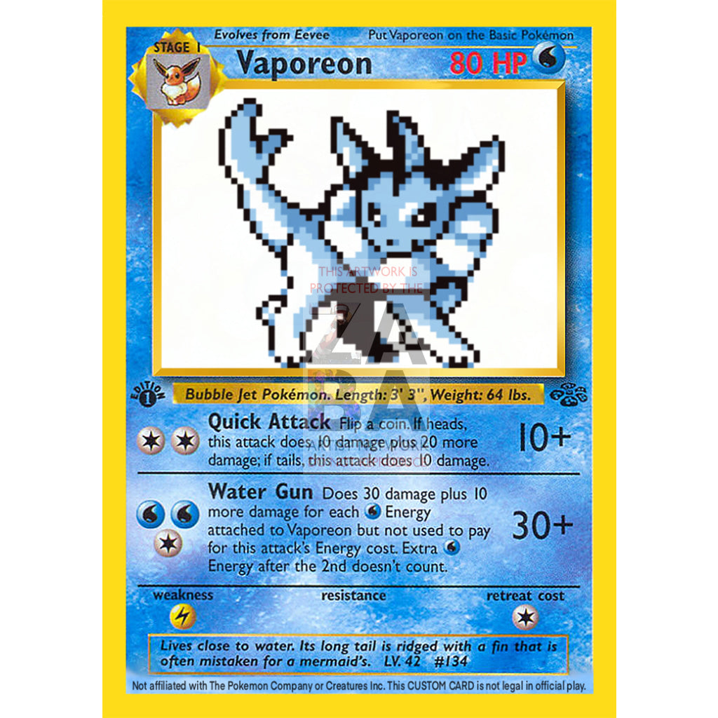 Vaporeon Game Sprite Custom Pokemon Card - ZabaTV