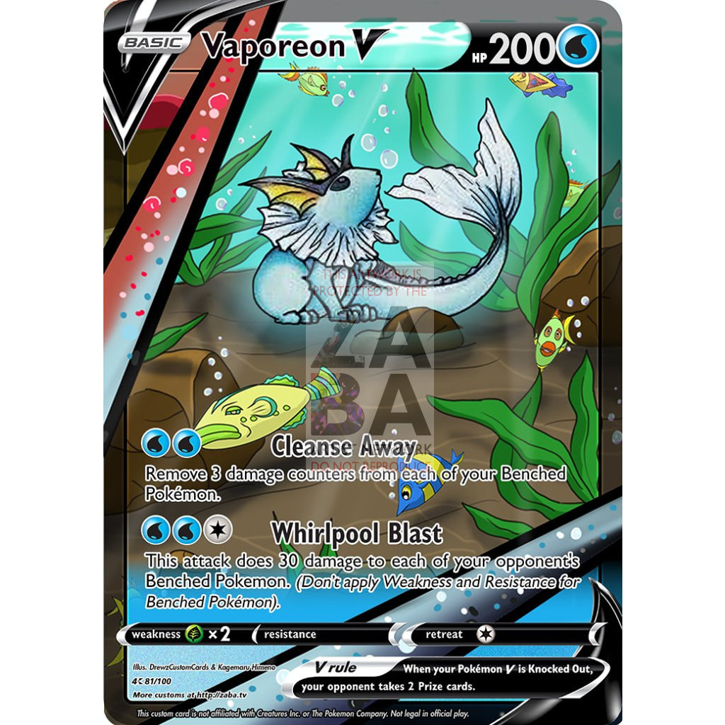 Vaporeon V Custom Pokemon Card - ZabaTV