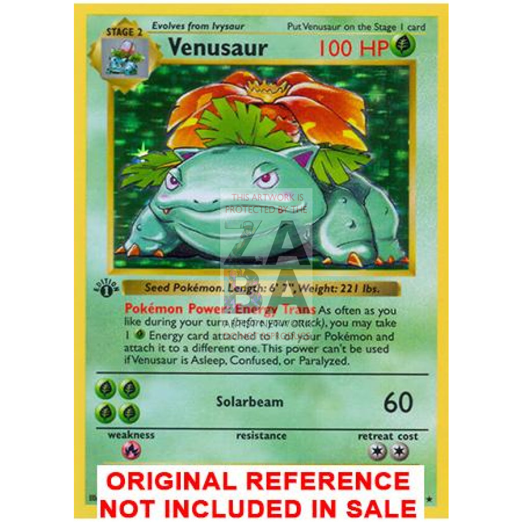 Venusaur 15/102 Base Set (+Text) Extended Art Custom Pokemon Card - ZabaTV