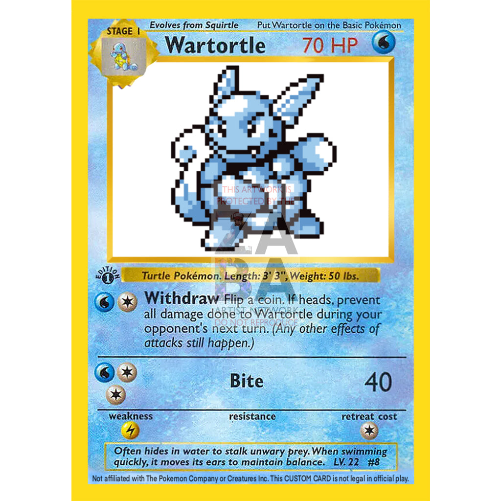 Wartortle Game Sprite Custom Pokemon Card - ZabaTV