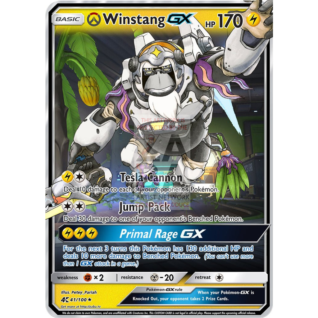Winstang GX (Oranguru + Winston ) Custom Overwatch + Pokemon Card - ZabaTV