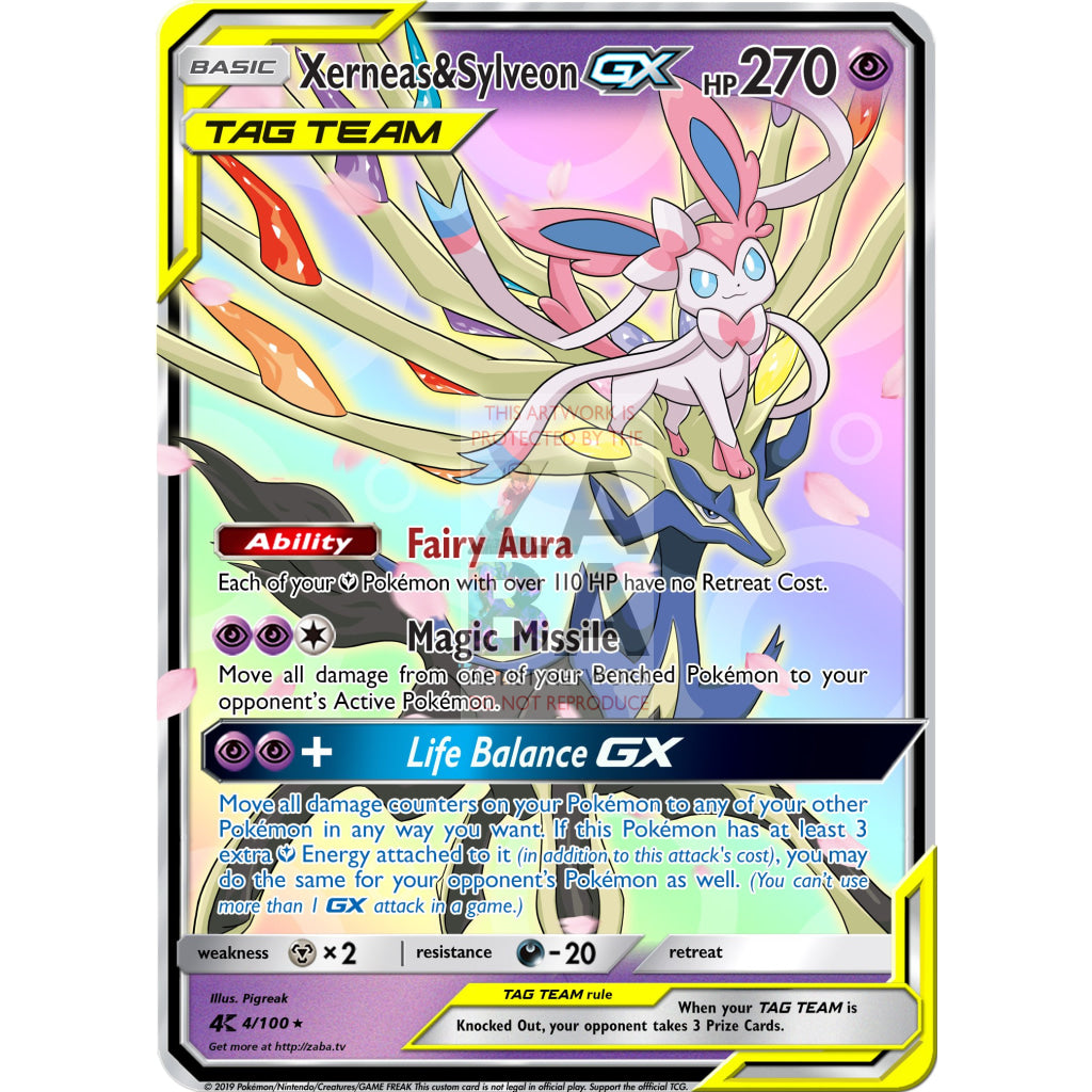 Xerneas & Sylveon GX Custom Pokemon Card - ZabaTV