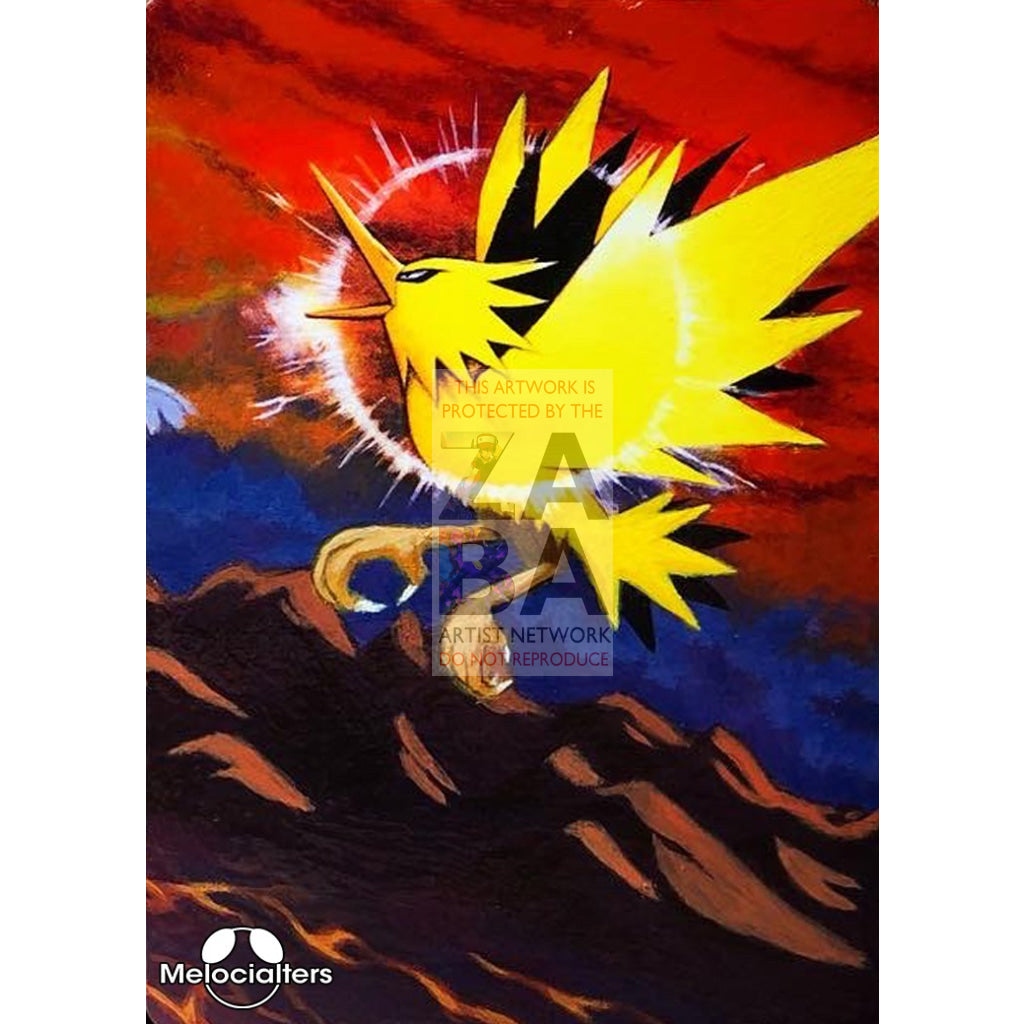 Zapdos Black Star Promo 23 Extended Art Custom Pokemon Card Textless Silver Holographic