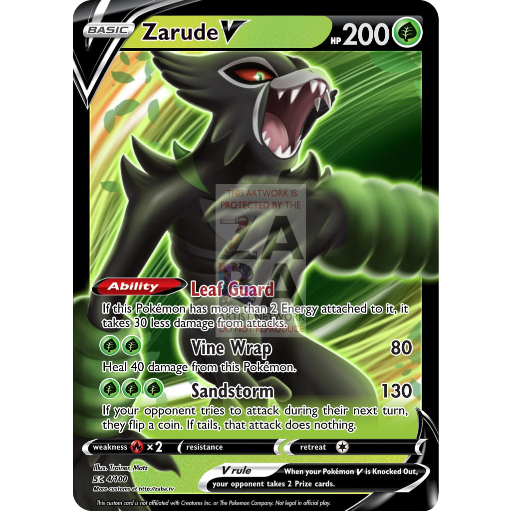 Zarude V Custom Pokemon Card - ZabaTV