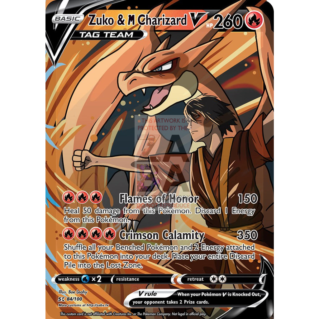 Zuko & M Charizard V Custom ATLA x Pokemon Card - ZabaTV