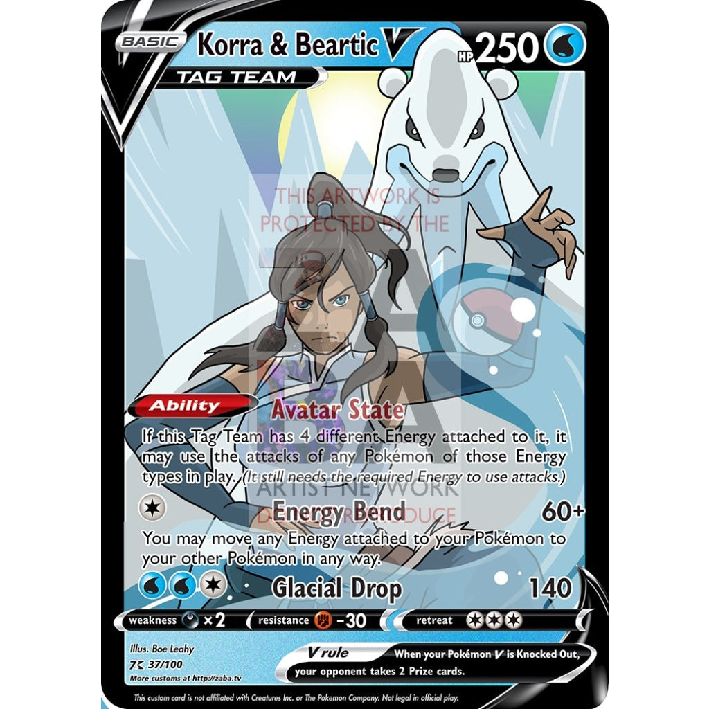 Korra & Beartic V Custom LOK x Pokemon Card - ZabaTV