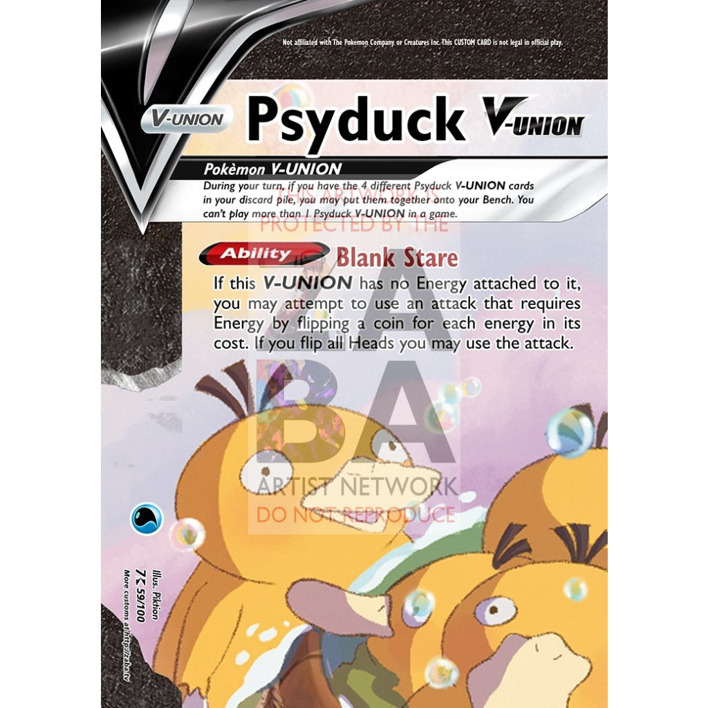 Psyduck V-UNION (All 4 Parts or Together) Custom Pokemon Card - ZabaTV