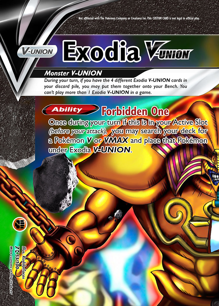 Exodia V-UNION (All 4 Parts or Together) Custom Pokemon x Yu-Gi-Oh! Card