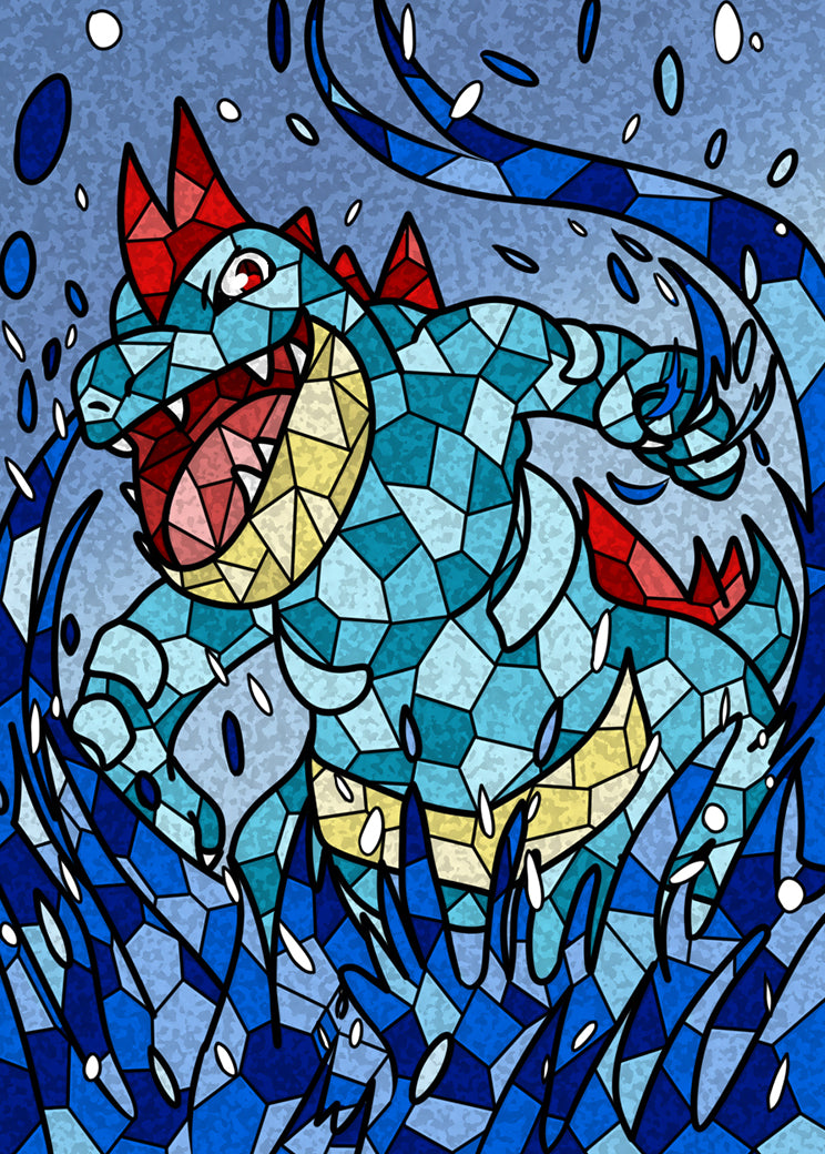 Feraligatr V (Stained-Glass) Custom Pokemon Card