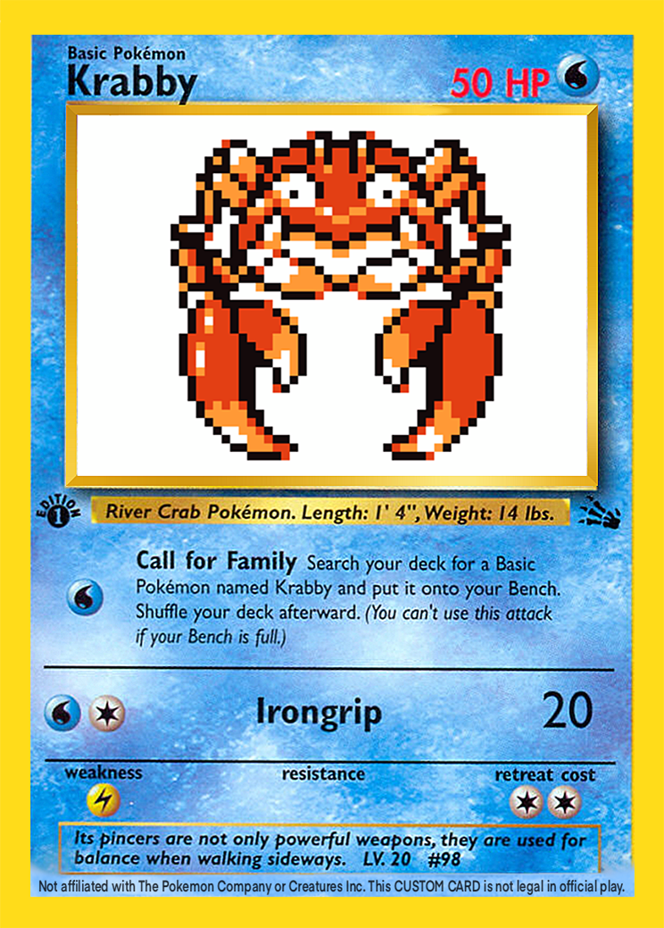 Krabby Game Sprite Custom Pokemon Card - ZabaTV