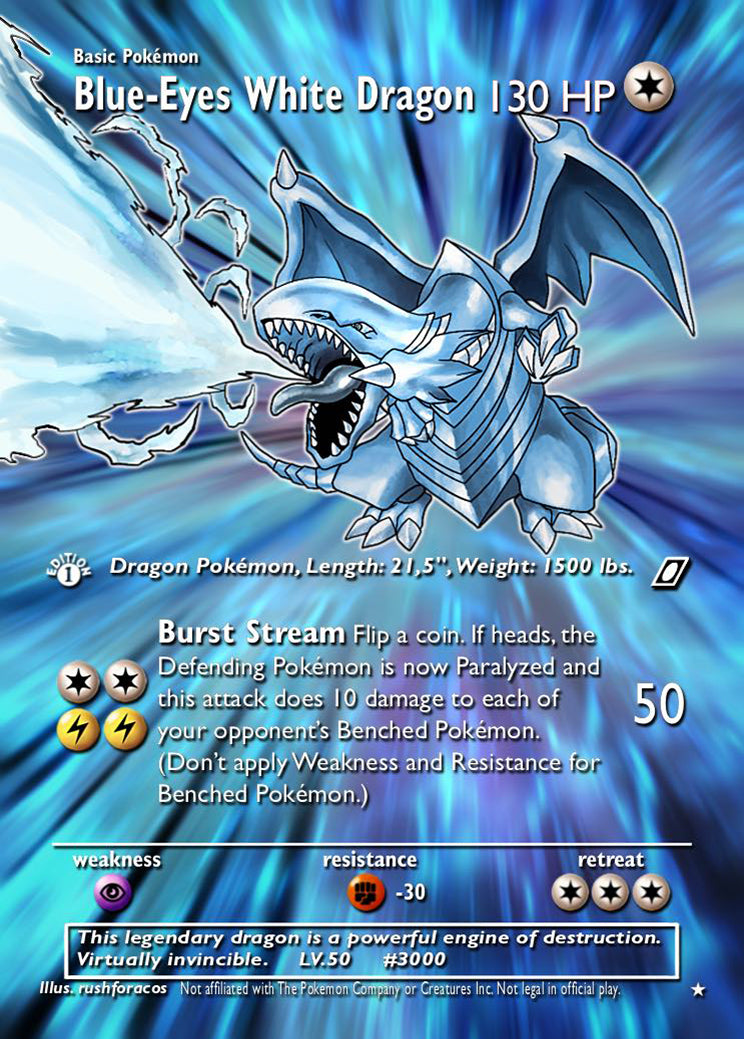 Blue Eyes White Dragon as a Pokemon Card Custom Card - ZabaTV