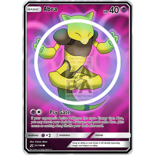 Abra Custom Pokemon Card Silver Holographic