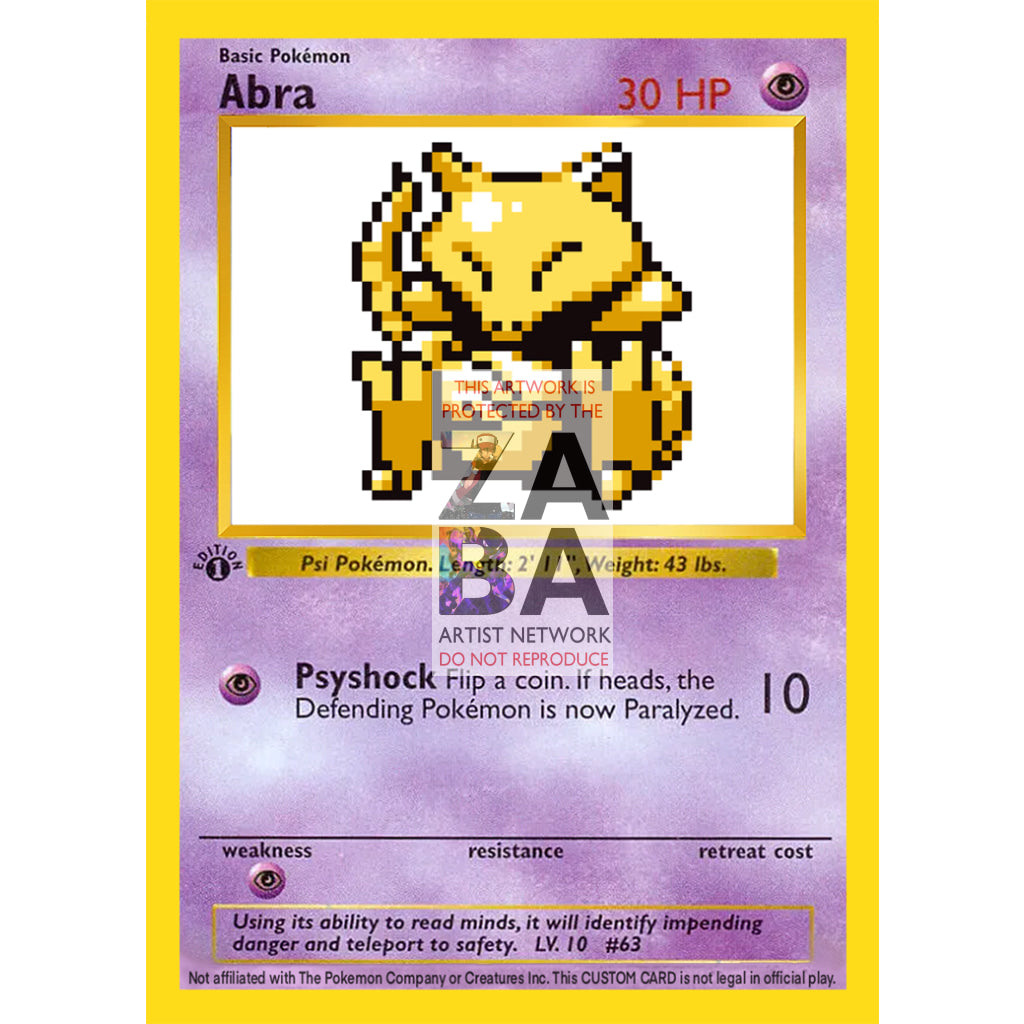 Abra Game Sprite Custom Pokemon Card - ZabaTV