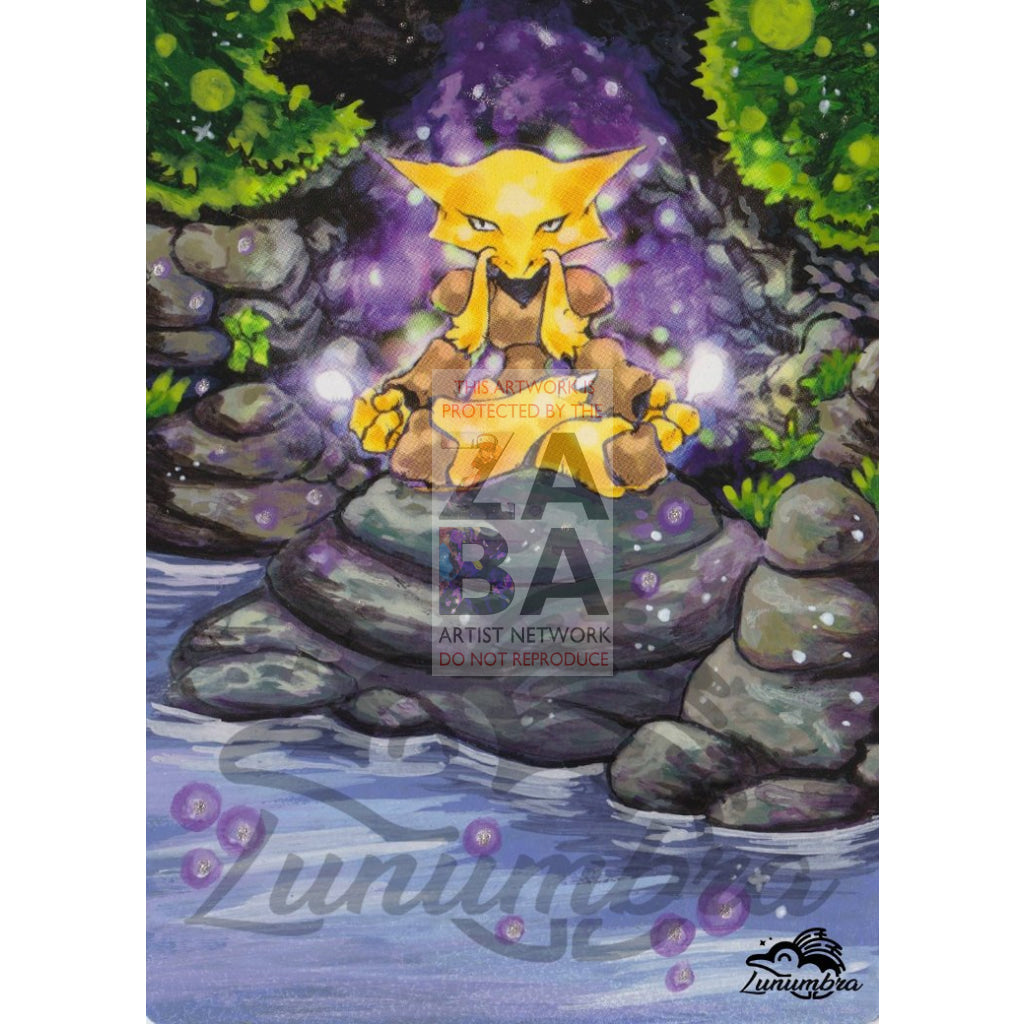 Alakazam 1/165 Expedition Extended Art Custom Pokemon Card Textless Silver Holographic