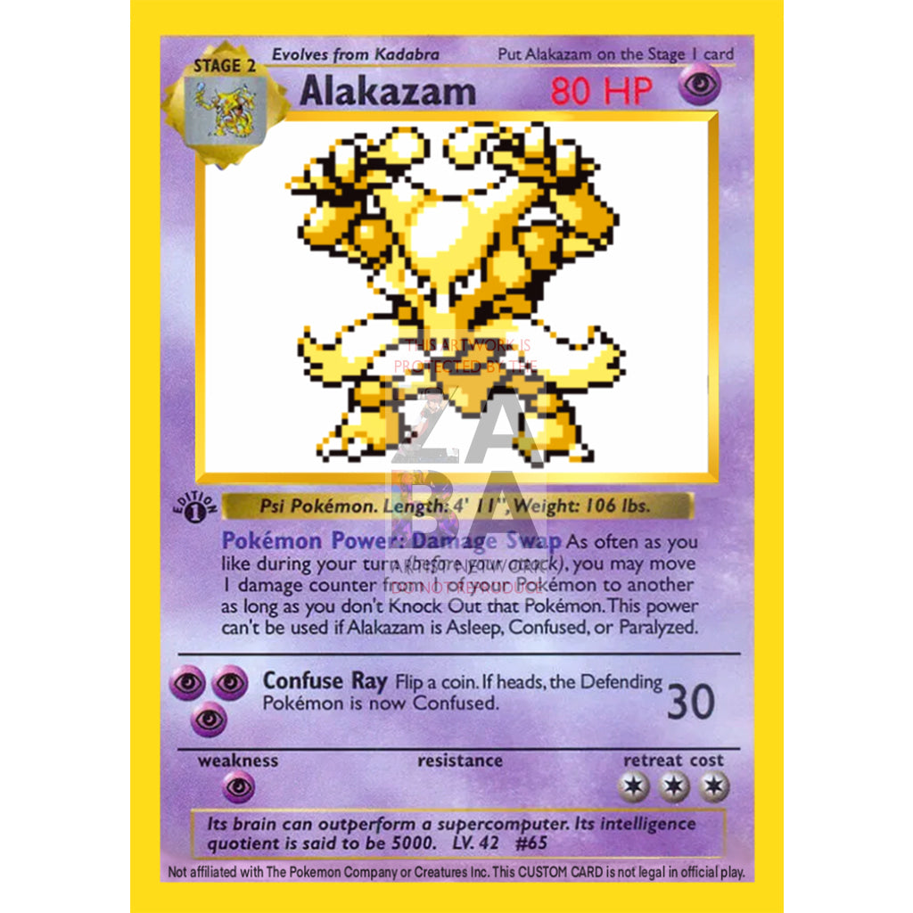 Alakazam Game Sprite Custom Pokemon Card - ZabaTV