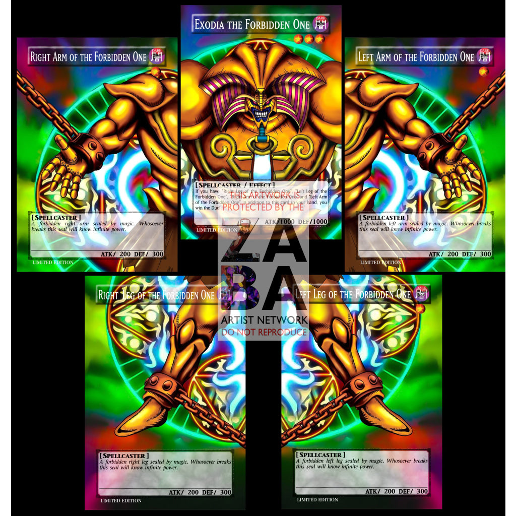 ALL 5 Exodia the Forbidden One Cards Full Art ORICA - Custom Yu-Gi-Oh! Card - ZabaTV