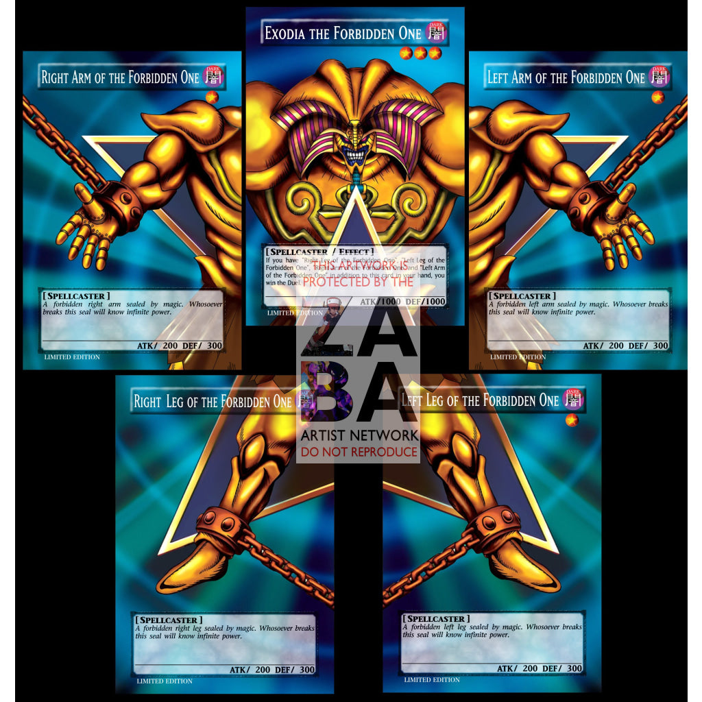 ALL 5 Exodia the Forbidden One Cards Full Art ORICA - Custom Yu-Gi-Oh! Card - ZabaTV