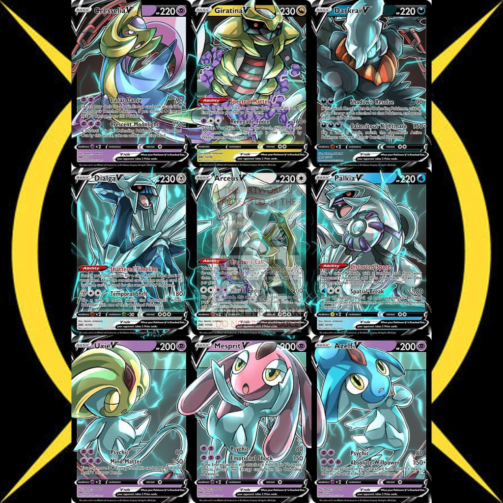 All 9 Sinnoh Legendaries Collage Custom Pokemon Card Standard / With Text Silver Foil