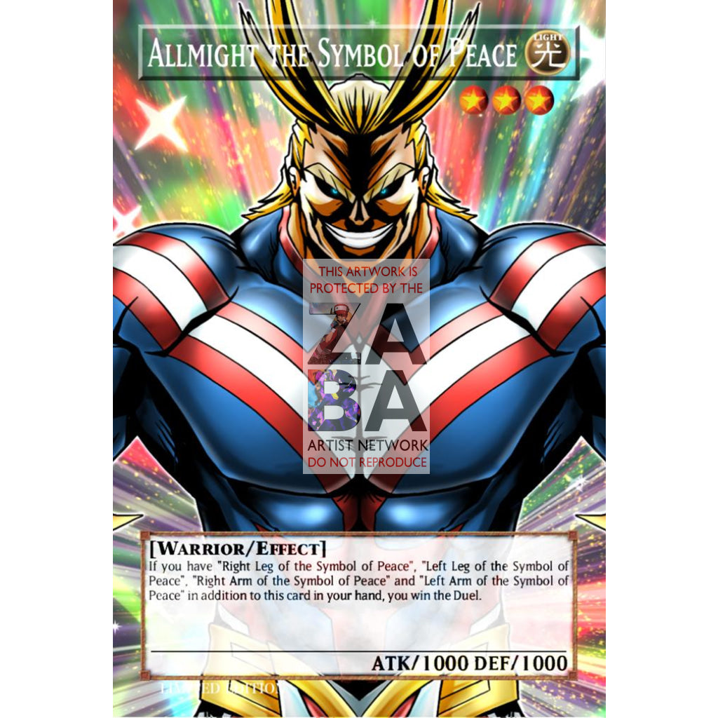 AllMight The Symbol of Peace (Exodia Parody) Full Art ORICA - Custom Yu-Gi-Oh! Card - ZabaTV