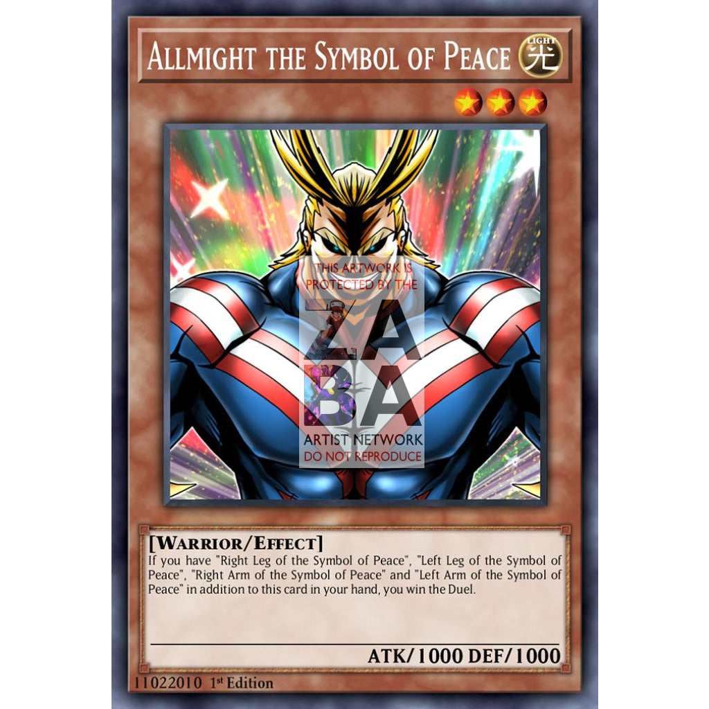 AllMight The Symbol of Peace (Exodia Parody) Full Art ORICA - Custom Yu-Gi-Oh! Card - ZabaTV