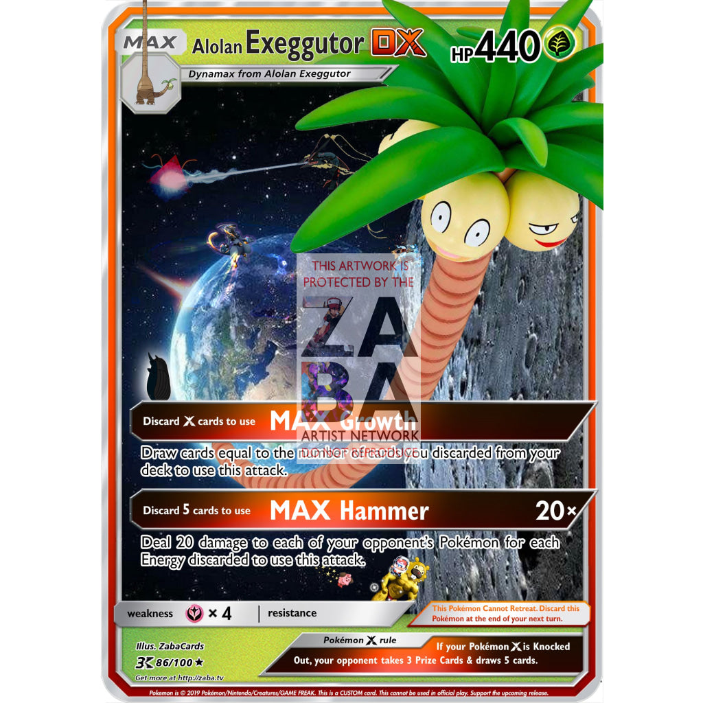 Alolan Exeggutor DX Custom Pokemon Card - ZabaTV