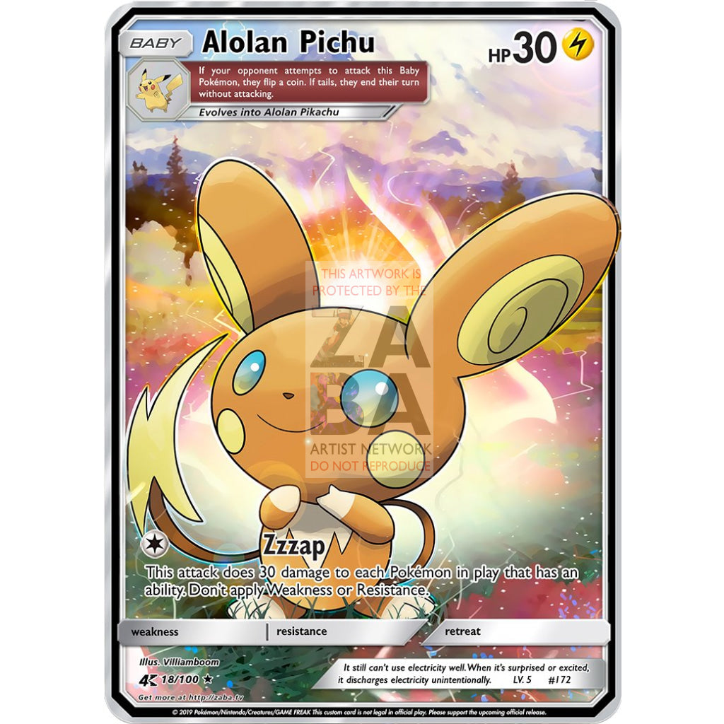 Alolan Pichu Custom Pokemon Card - ZabaTV