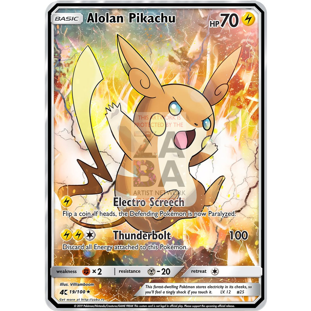 Alolan Pikachu Custom Pokemon Card - ZabaTV