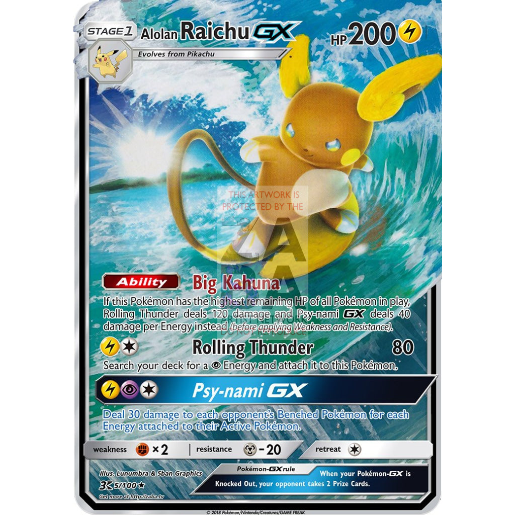 Alolan Raichu GX Extended Art Custom Pokemon Card - ZabaTV