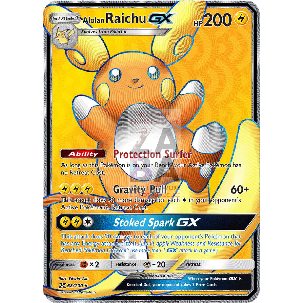 Alolan Raichu Gx Full Art Custom Pokemon Card