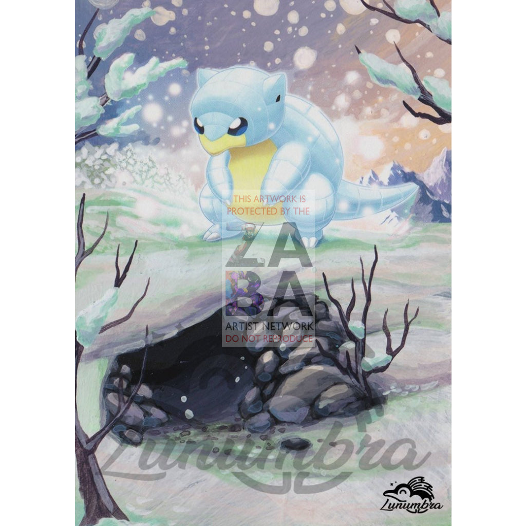 Alolan Sandshrew Guardians Rising 19/145 Extended Art Custom Pokemon Card Silver Holographic