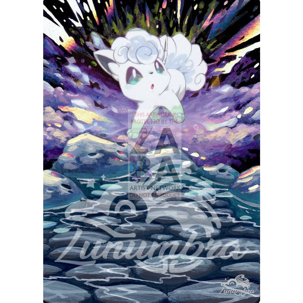 Alolan Vulpix 39/236 Sun & Moon Cosmic Eclipse Extended Art Custom Pokemon Card Textless Silver