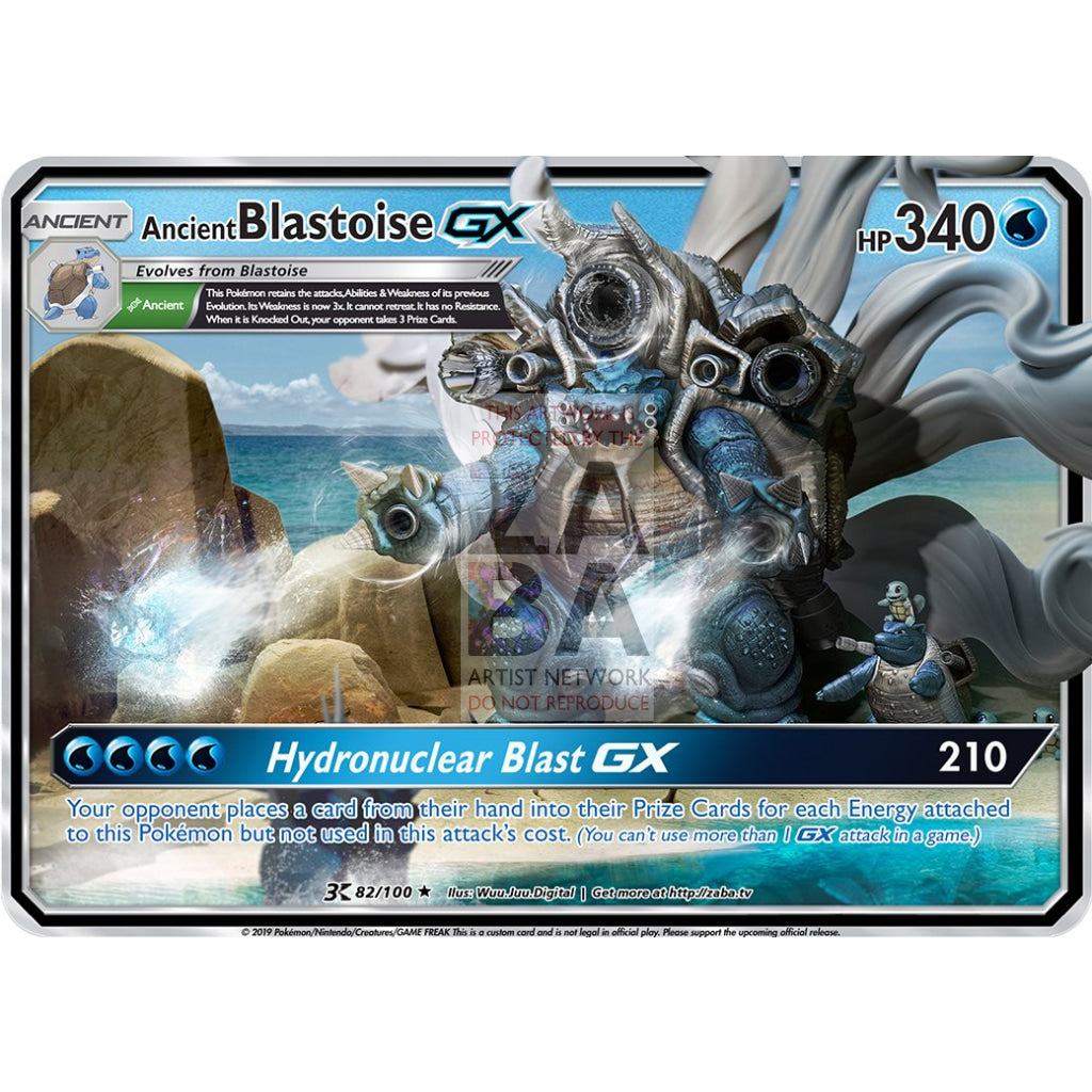 Ancient Blastoise Gx Custom Pokemon Card