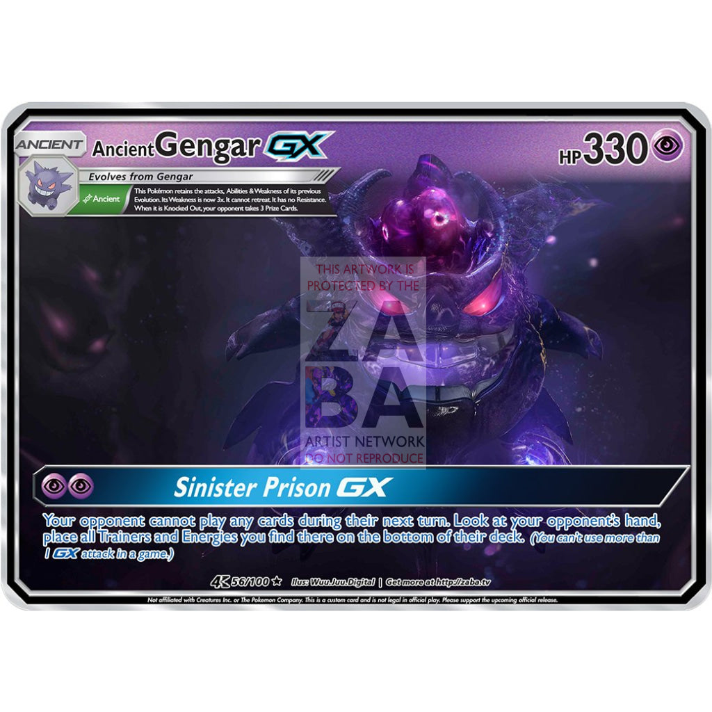 Ancient Gengar Gx Custom Pokemon Card Silver Foil