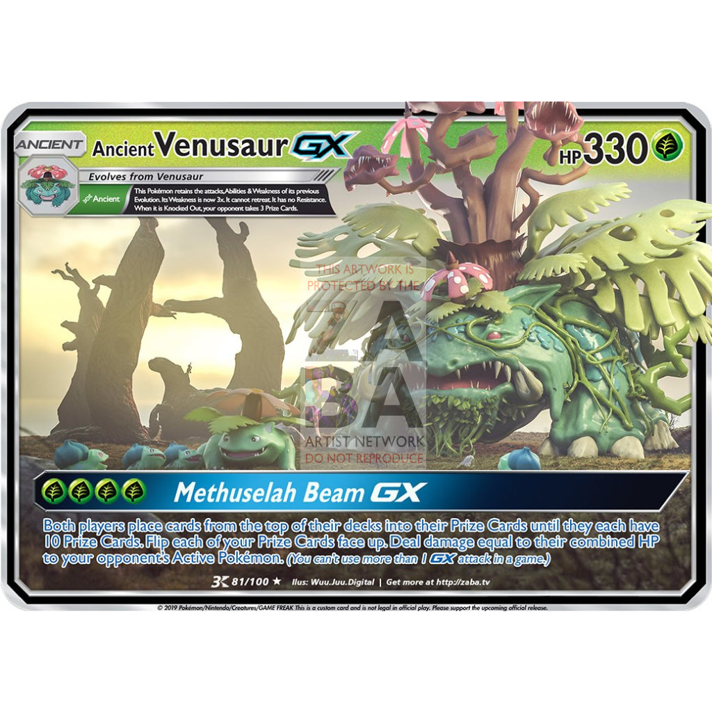 Ancient Venusaur GX Custom Pokemon Card - ZabaTV