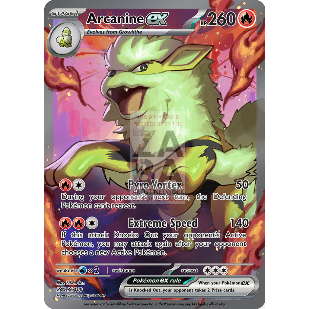 Arcanine Ex Custom Pokemon Card Shining Art / Silver Foil