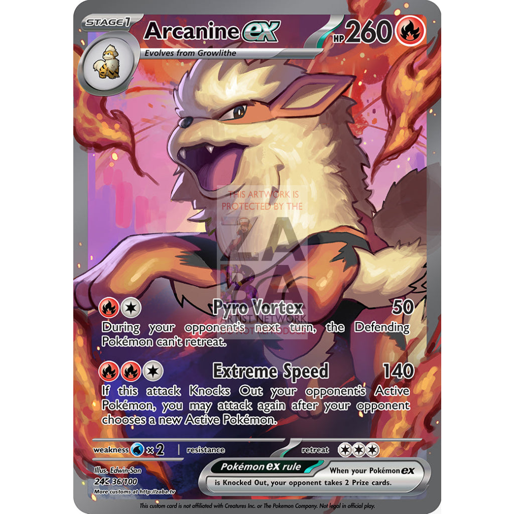 Arcanine Ex Custom Pokemon Card Standard Art / Silver Foil