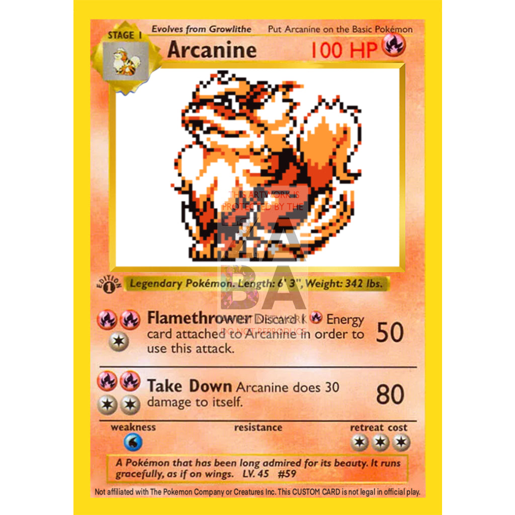 Arcanine Game Sprite Custom Pokemon Card - ZabaTV