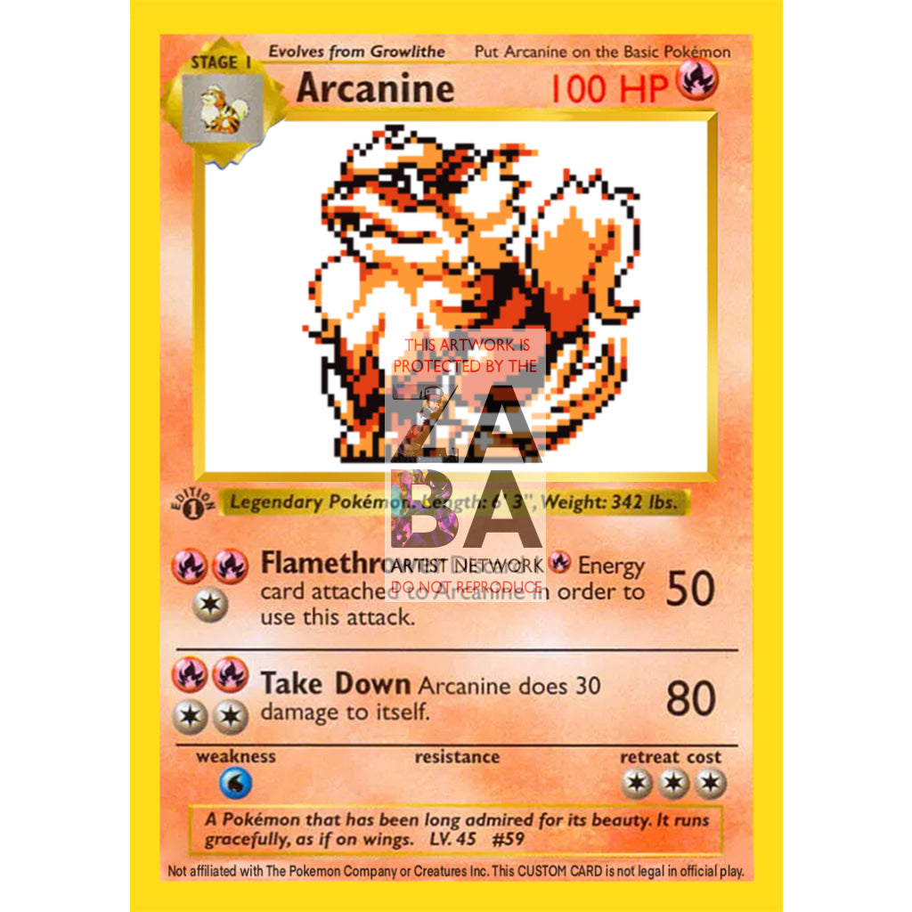 Arcanine Game Sprite Custom Pokemon Card - ZabaTV