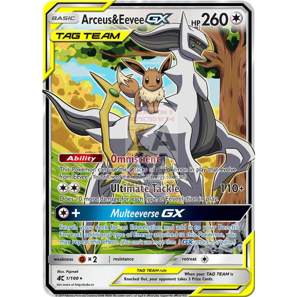 Arceus & Eevee Gx Custom Pokemon Card Single Only