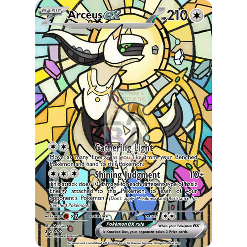 Arceus Ex Stained Glass Custom Pokemon Card Text / Silver Foil