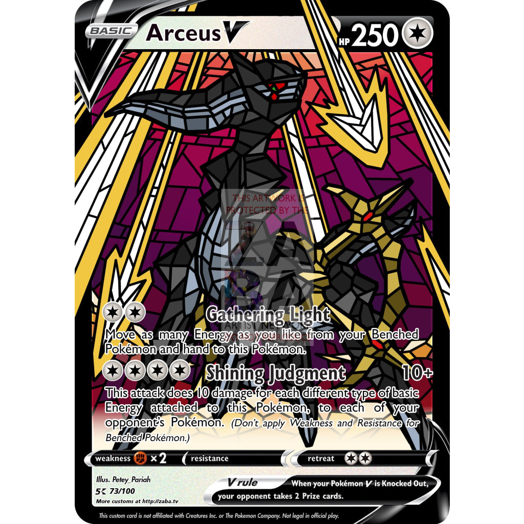 Arceus V (Stained-Glass) Custom Pokemon Card - ZabaTV