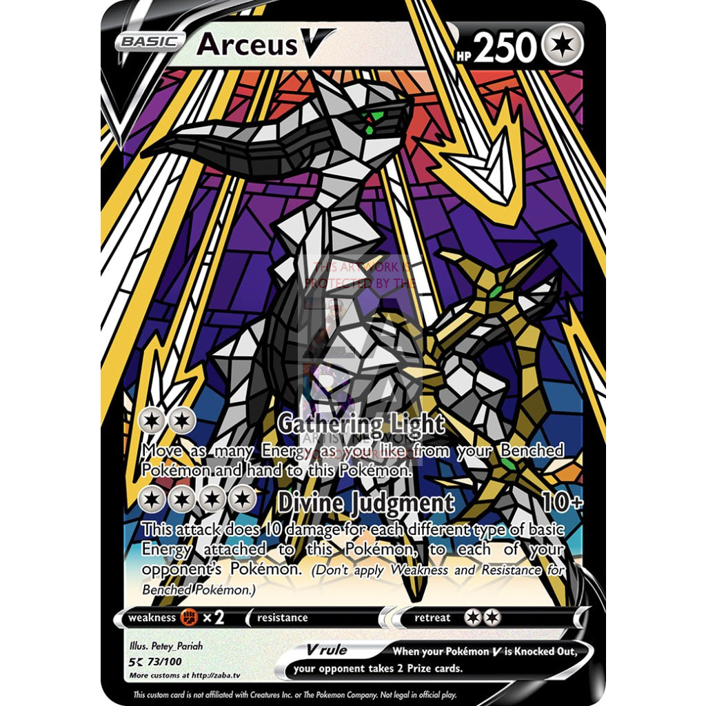 Arceus V (Stained-Glass) Custom Pokemon Card Silver Foil