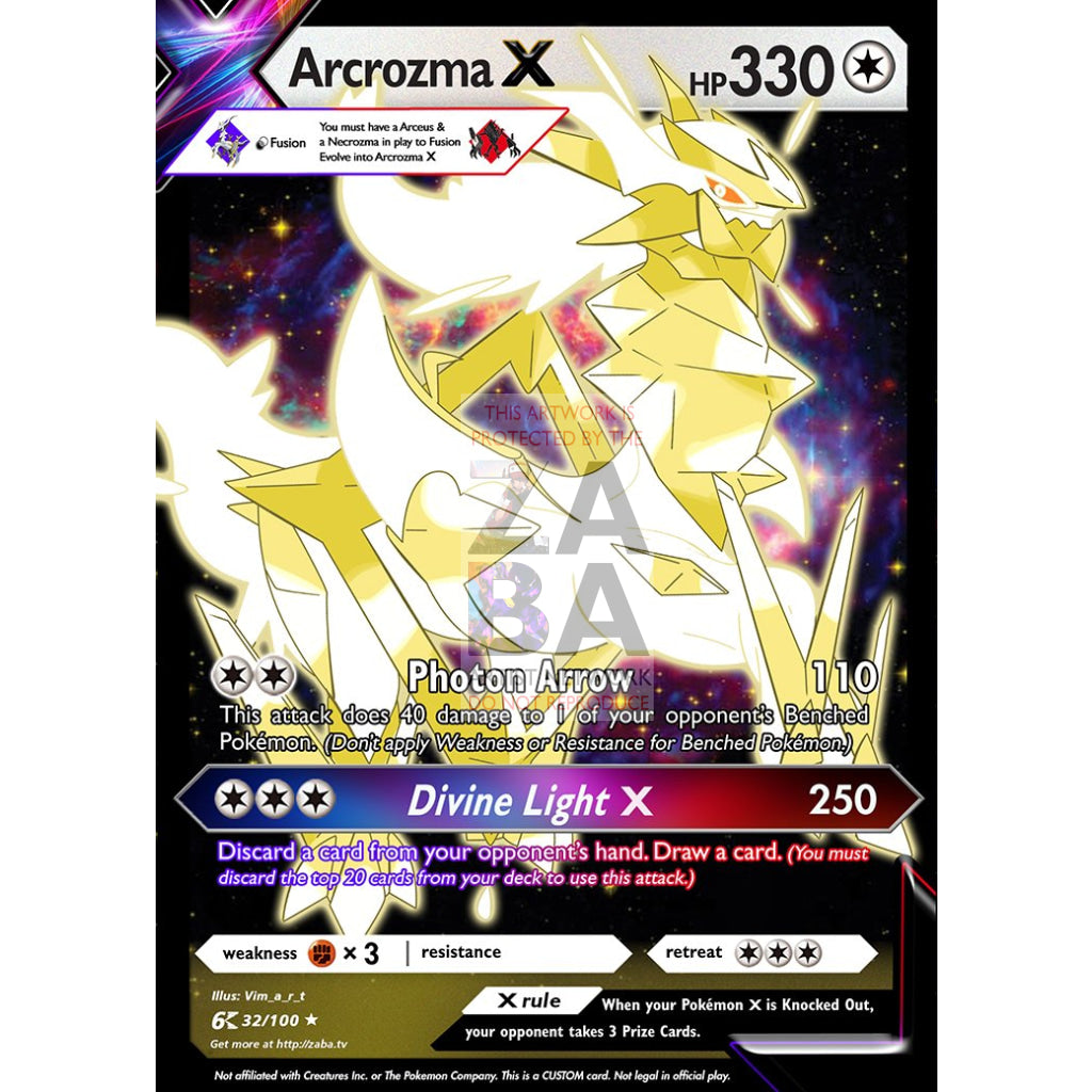 Arcrozma X (Arceus + Necrozma) Custom Pokemon Card - ZabaTV